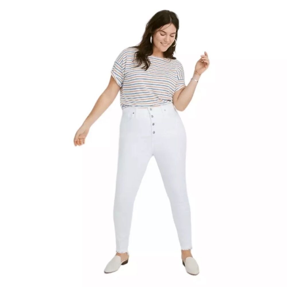 Madewell High Rise Skinny Jeans Step Hem Womens‎ Size 37 Petite White